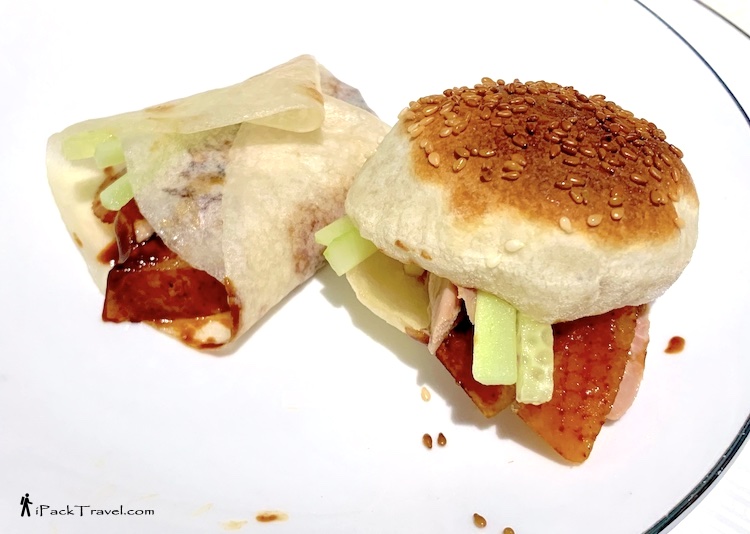 Da Dong Roast Duck (大董烤鸭.董烧鸭): Wrap and sesame bun with Peking duck 