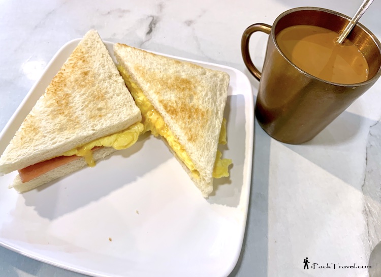 Nathan Cafe (弥敦冰室): Ham & Egg Sandwich + Silky Milk Tea (火腿炒蛋三文治 + 丝袜奶茶)