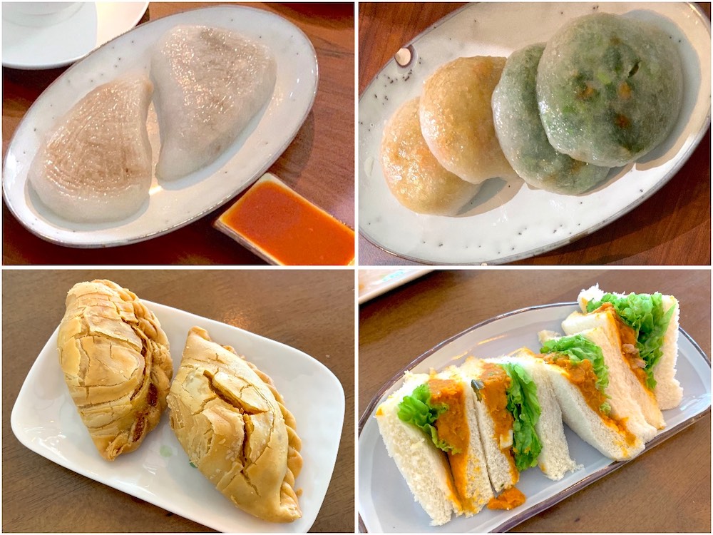 Ah Ma TeoChew Kuih (阿嬷潮州糕): Teochew Yam Kuih (潮州芋头桃粿), Teochew Rice Kuih (潮州饭桃粿), Ku Chai Kuih (韭菜菜粿), Mang Kuang Kuih (芒光菜粿), Curry Puffs (咖喱角) and Curry Sandwich (咖喱三文治)
