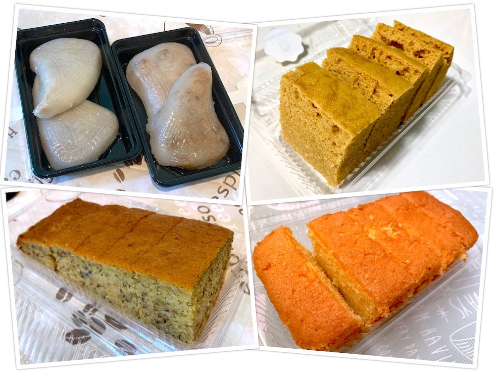 Ah Ma TeoChew Kuih (阿嬷潮州糕): Teochew peach-shape rice kuih (潮州饭桃粿) and yam cake (潮州芋头桃粿), gula Melaka steam cake (马来糕), banana cake (香蕉蛋糕) and orange butter cake (鲜橙牛油蛋糕)
