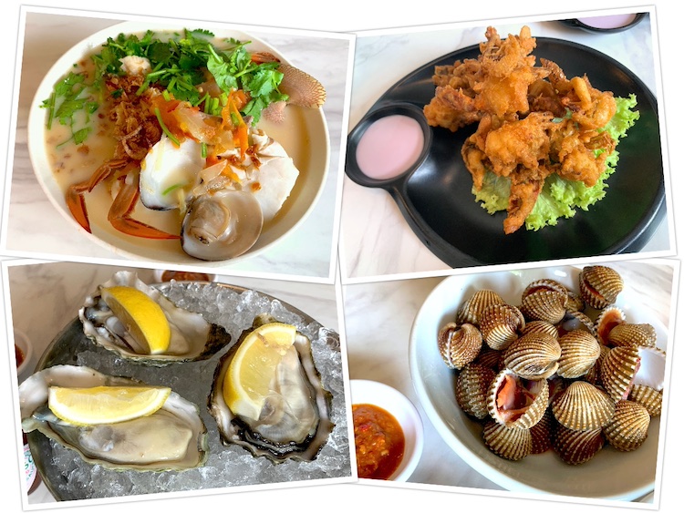 Hai Kai Lang (海脚人): Mixed Seafood Soup with milk, Side dishes of various seafood