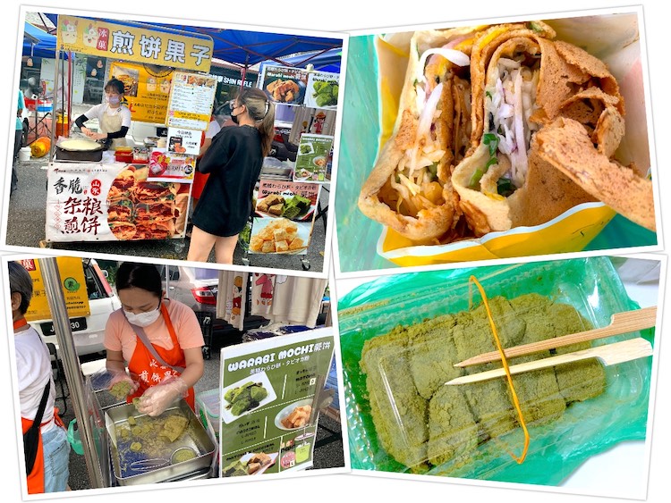 Monday Night Market @ KSL City Mall: Shandong-style crepe (煎饼果子) with ham and cheese and matcha warabi mochi