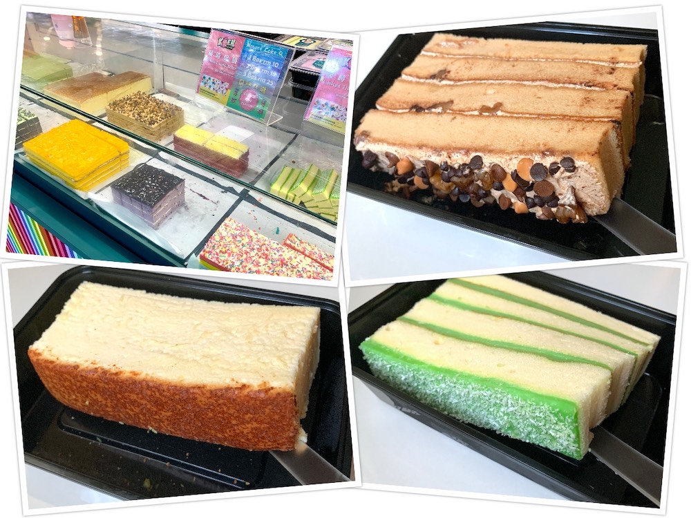 Kueh Ho Jiak (赞): Coffee & nuts mousse cake, pandan mousse cake and Japanese cheesecake