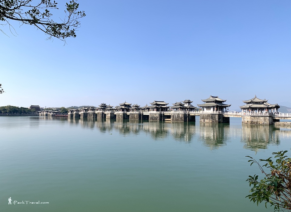 Guangji Bridge (广济桥): View of bridge from eastern bank
