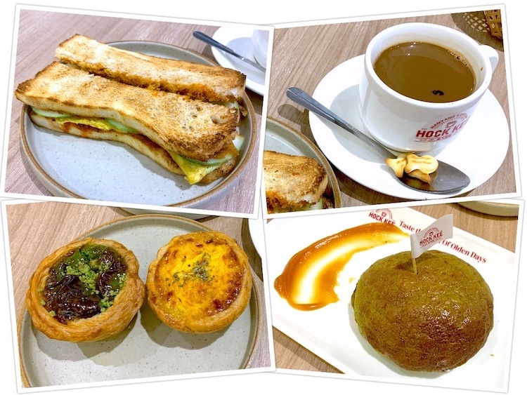 Hock Kee Kopitiam (福气安康): Sambal Egg Cucumber Toast (鸡蛋叁巴香烤面包), Hor Ka Sai (虎咬狮), Matcha Egg Tart (日系抹茶蛋挞) and a Curry Potato Egg Tart (咖喱马铃薯蛋挞) & Matcha Polo Bun (抹茶手工菠萝包)