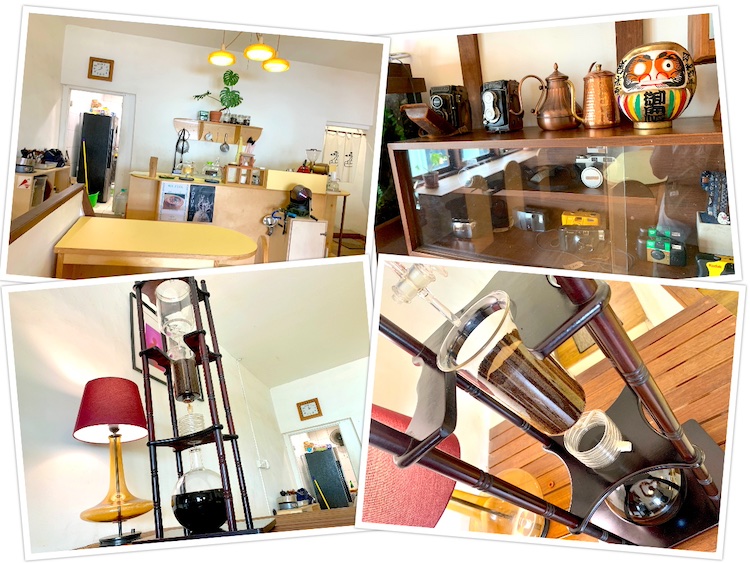 Sunday Morning Coffee Shop: Cafe interior & coffee "drip tower"