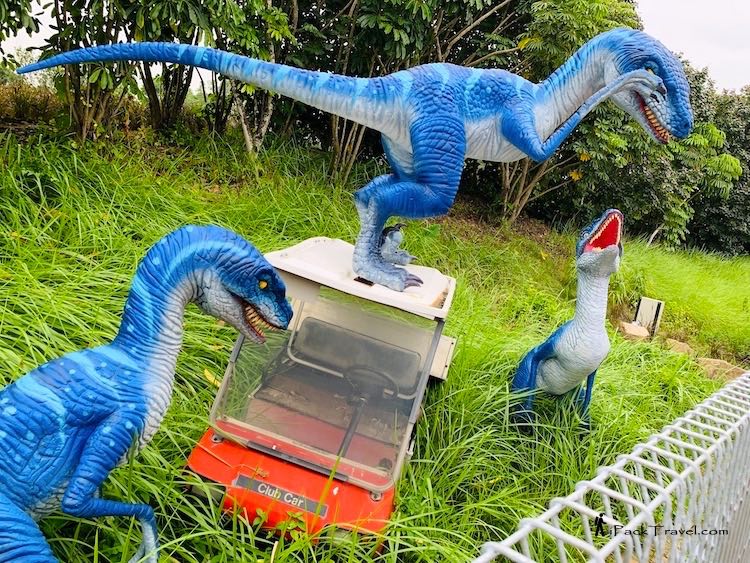 Changi Jurassic Mile: three blue velociraptors