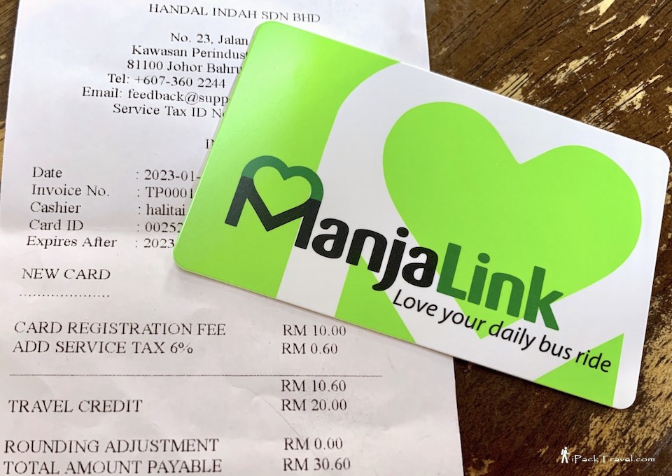 Johor Bahru Bus Cashless Payment: ManjaLink card