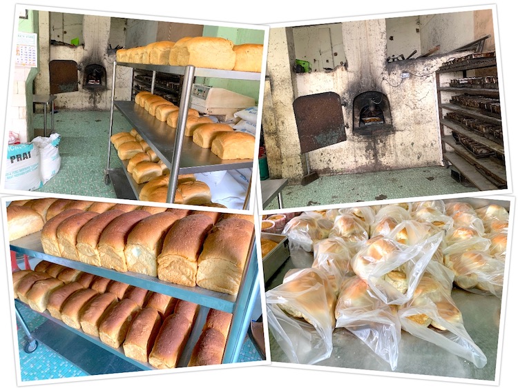 Old Salahuddin Bakery: wood-fired oven and loaves of bread and buns