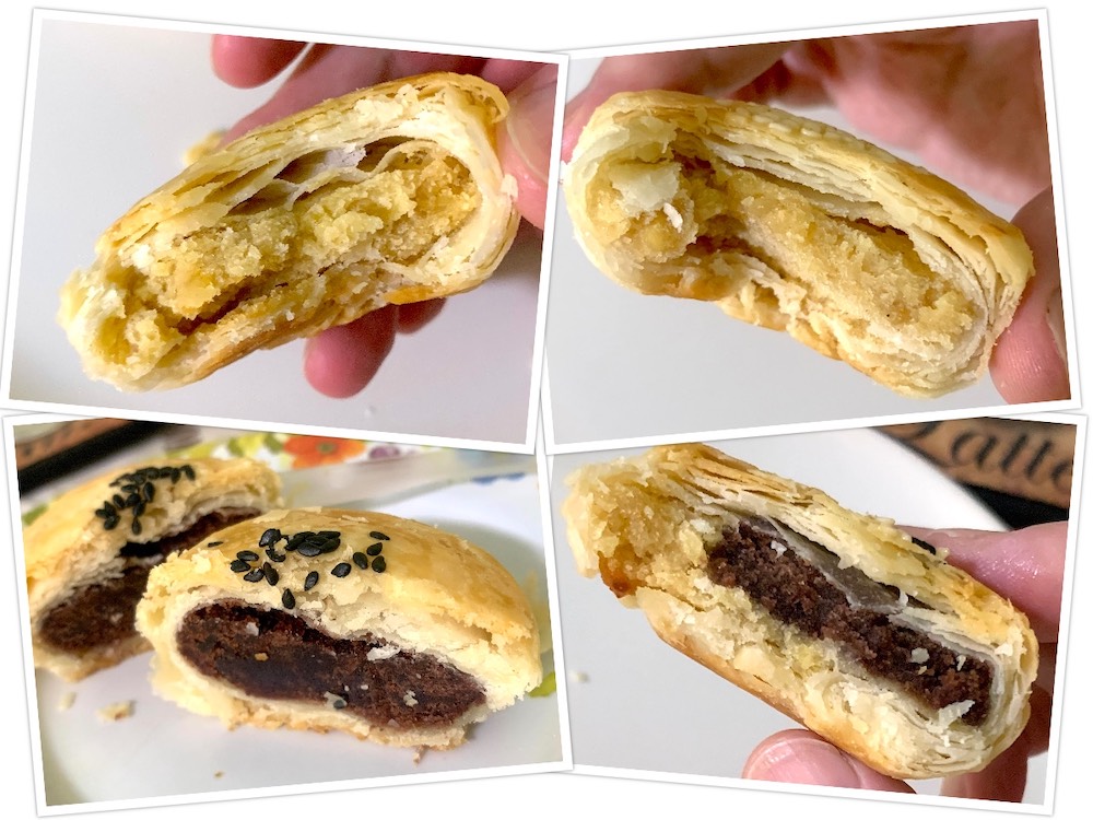 Almond Bakery (杏仁烘培坊): 4 flavours of tau sar piah: sweet, savoury, red bean and mix