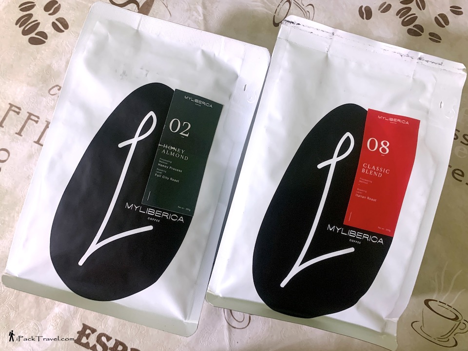 My Liberica Cafe: Bags of Honey Almond and Classic Blend coffee beans